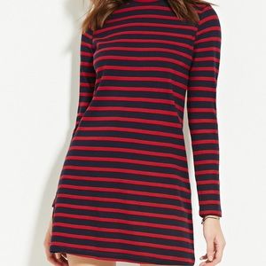 Red and navy striped dress